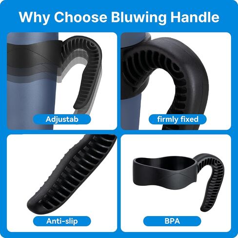 Tumbler Handle for 20 oz Yeti Rambler, Anti Slip Travel Mug Grip Cup Holder for 20oz Yeti, Ozark Trail, Sumwill, Sic and More Tumblers(Black 2 Pcs) in Kuwait