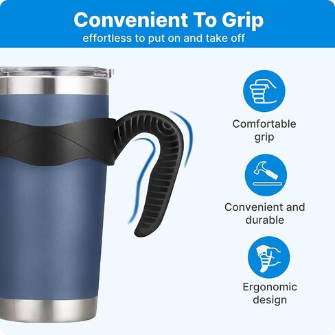 Tumbler Handle for 20 oz Yeti Rambler, Anti Slip Travel Mug Grip Cup Holder for 20oz Yeti, Ozark Trail, Sumwill, Sic and More Tumblers(Black 2 Pcs) in Kuwait