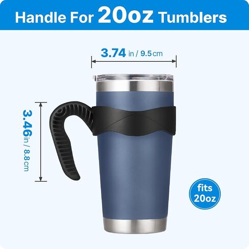 Tumbler Handle for 20 oz Yeti Rambler, Anti Slip Travel Mug Grip Cup Holder for 20oz Yeti, Ozark Trail, Sumwill, Sic and More Tumblers(Black 2 Pcs) in Kuwait