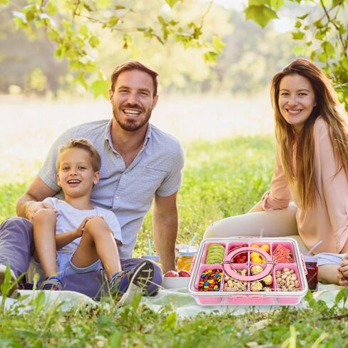 Divided Serving Tray with Lid and Handle, 8 Compartments Snack Box, Portable Platter for Candy Fruits Nuts, Snack Party Entertaining Picnic in Kuwait