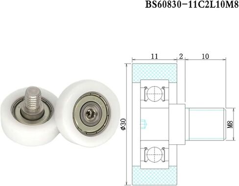 1 قطعة 30 مللي متر القطر بوم خيط خارجي البلاستيك المغلفة تحمل عجلة بكرة BS60830-11C2L10M8 30 مللي متر القطر الخارجي ملفوفة النايلون الأسطوانة دليل عجلة in Kuwait