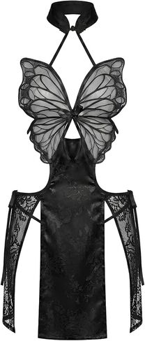 Women Sexy Butterfly Dress Lingerie Babydoll High Slit Backless Exotic Naughty Outfits Chinese Qipao Nightwear in Saudi Arabia