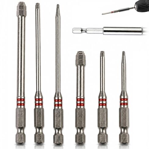 Pagoda Shaped Hex Head Allen Wrench Drill Bit Set, 7PCS Magnetic Bit Holder Allen Key Screwdriver Impact Driver Bit Set, S2 Alloy Steel, 1/4" Quick Change Shank, Furniture Assembly DIY in Kuwait
