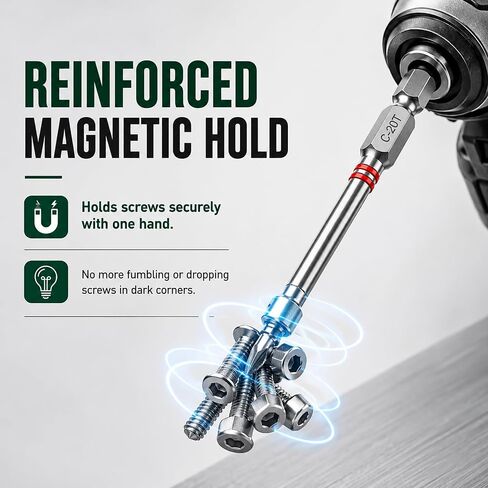 Pagoda Shaped Hex Head Allen Wrench Drill Bit Set, 7PCS Magnetic Bit Holder Allen Key Screwdriver Impact Driver Bit Set, S2 Alloy Steel, 1/4" Quick Change Shank, Furniture Assembly DIY in Kuwait