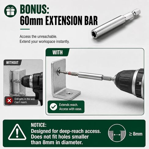 Pagoda Shaped Hex Head Allen Wrench Drill Bit Set, 7PCS Magnetic Bit Holder Allen Key Screwdriver Impact Driver Bit Set, S2 Alloy Steel, 1/4" Quick Change Shank, Furniture Assembly DIY in Kuwait