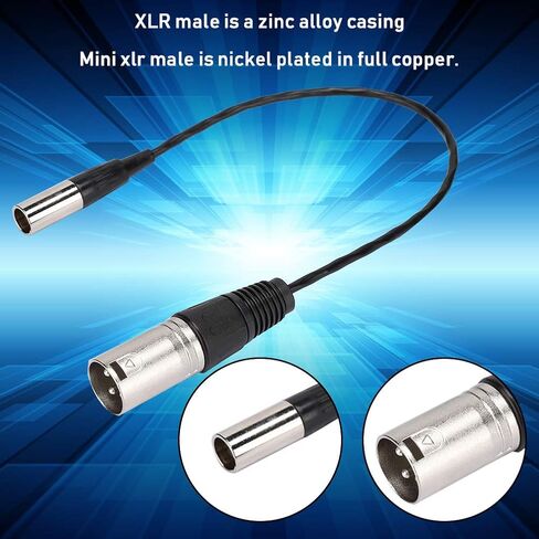 Mini XLR 3PIN Male to XLR 3PIN Male Audio Cable, Transfering Camera Microphone Interface with 30cm Length for Cameras, SLR Cameras, Photography Equipment in Kuwait