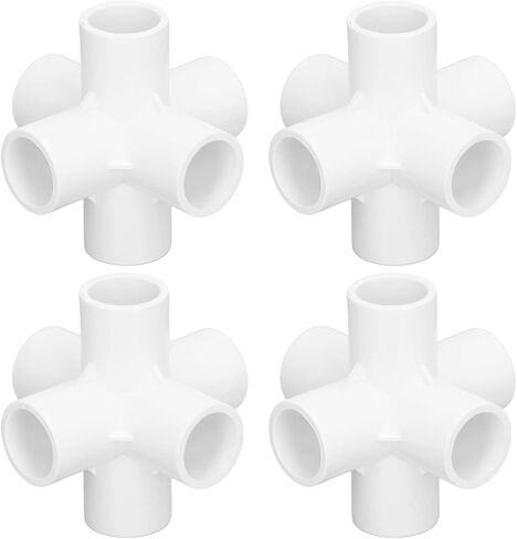 Generic PVC Pipe Corner Fittings 6 Way Elbow Connectors 10PCS 20mm Inner Diameter 90 Degree Design for Water Pipes Furniture Greenhouse Tent with High Gloss Impact PVC P (White) in Kuwait