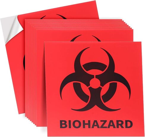 JMU 20 Pcs 6"×6" Biohazard Stickers with Adhesive Backing, Biohazard Warning Labels for Labs, Hospitals and Industrial Use in Kuwait