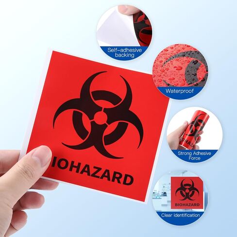 JMU 20 Pcs 6"×6" Biohazard Stickers with Adhesive Backing, Biohazard Warning Labels for Labs, Hospitals and Industrial Use in Kuwait