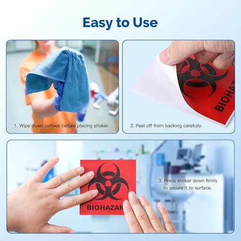 JMU 20 Pcs 6"×6" Biohazard Stickers with Adhesive Backing, Biohazard Warning Labels for Labs, Hospitals and Industrial Use in Kuwait