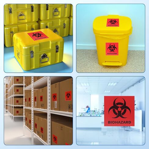 JMU 20 Pcs 6"×6" Biohazard Stickers with Adhesive Backing, Biohazard Warning Labels for Labs, Hospitals and Industrial Use in Kuwait