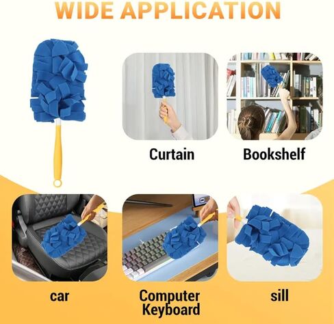 Reusable Duster Refill Compatible with Swiffer - 5 Pack 360° Electrostatic Duster Refills with Handle - Heavy Duty Dusters Refills for Dust, Hair, Furniture, Blinds & Ceiling Fans in Kuwait