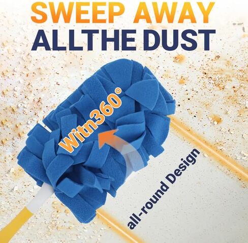 Reusable Duster Refill Compatible with Swiffer - 5 Pack 360° Electrostatic Duster Refills with Handle - Heavy Duty Dusters Refills for Dust, Hair, Furniture, Blinds & Ceiling Fans in Kuwait