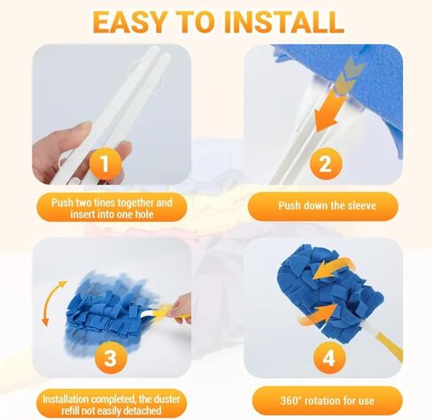 Reusable Duster Refill Compatible with Swiffer - 5 Pack 360° Electrostatic Duster Refills with Handle - Heavy Duty Dusters Refills for Dust, Hair, Furniture, Blinds & Ceiling Fans in Kuwait