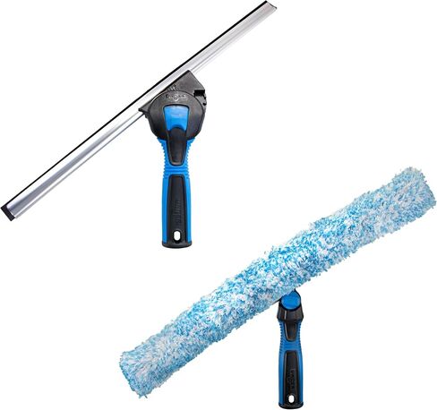 غسالة تنظيف النوافذ Unger Professional Connect & Clean مقاس 18 بوصة لتنظيف الزجاج وممسحة تنظيف النوافذ والزجاج مقاس 18 بوصة مع تغيير EZ، ورأس دوار للزوايا والحواف in Kuwait