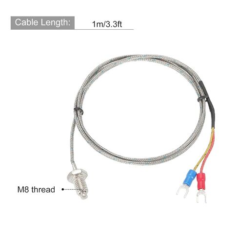 MECCANIXITY 2 قطعة مستشعر درجة الحرارة الحرارية M8 مجسات درجة الحرارة المسمار J نوع 3.3ft 0 إلى 750 درجة مئوية (32 إلى 1382 درجة فهرنهايت) in Kuwait