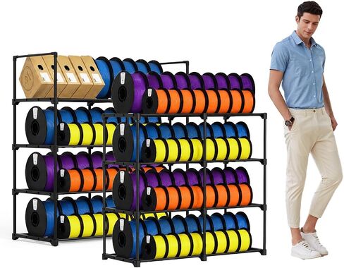 8-Tier 2-Column Modular 3D Printer Filament Storage Rack, 33.4" x 11.8" Metal Filament Spool Holder & Organizer, Holds 96 Spools(1kg), for Home Office Workshop, Tool-Free Assembly in Kuwait