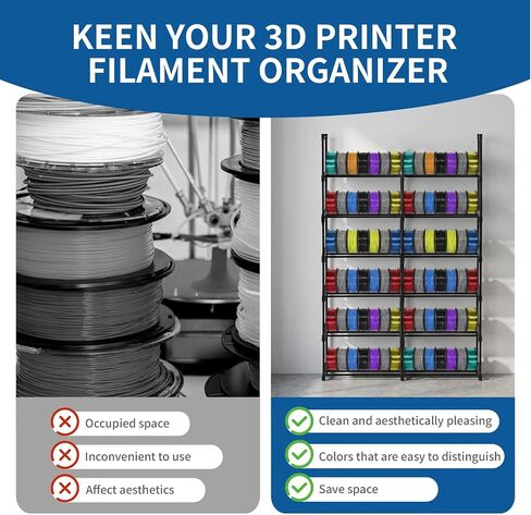 8-Tier 2-Column Modular 3D Printer Filament Storage Rack, 33.4" x 11.8" Metal Filament Spool Holder & Organizer, Holds 96 Spools(1kg), for Home Office Workshop, Tool-Free Assembly in Kuwait
