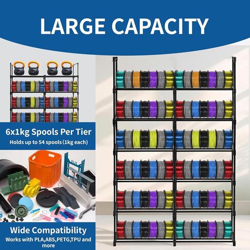 8-Tier 2-Column Modular 3D Printer Filament Storage Rack, 33.4" x 11.8" Metal Filament Spool Holder & Organizer, Holds 96 Spools(1kg), for Home Office Workshop, Tool-Free Assembly in Kuwait