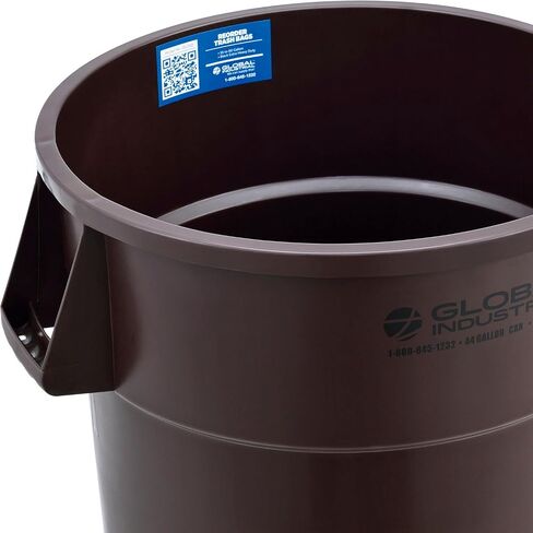 Global Industrial Commercial Round Trash Can, 32 Gallon Capacity, Brown in Kuwait