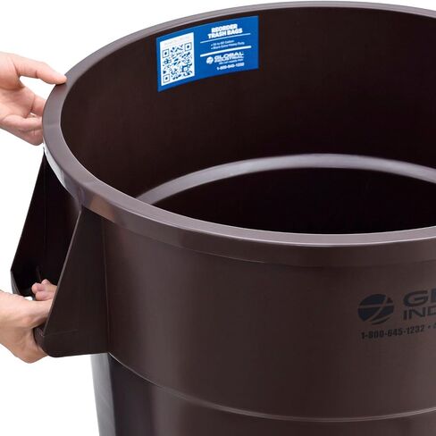 Global Industrial Commercial Round Trash Can, 32 Gallon Capacity, Brown in Kuwait