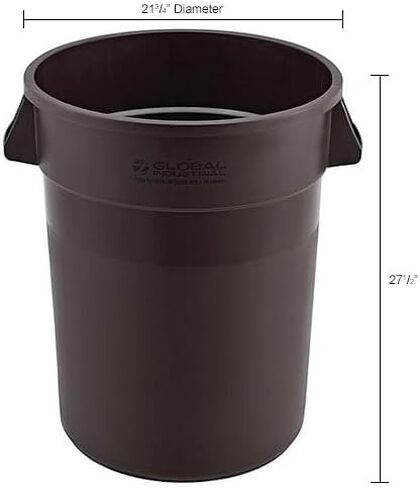 Global Industrial Commercial Round Trash Can, 32 Gallon Capacity, Brown in Kuwait