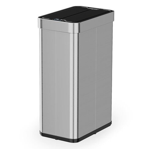 Goplus 16 Gallon Kitchen Trash Can, Stainless Steel Motion Sensor Garbage Can with Butterfly Lids, Slim Automatic Touchless Trash Bin for Kitchen Bedroom Stay Open, Soft Close, Sliver in Kuwait