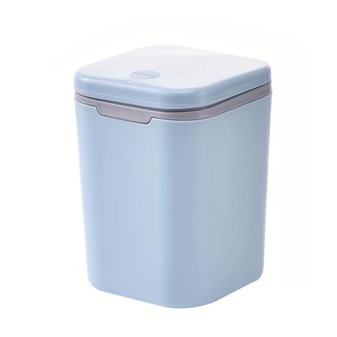 Blue Rectangle No Electricity Required Mini Desktop Trash Can with Press Lid Plastic Waste Bin for Storage and Cleaning in Kuwait