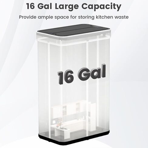 Goplus 16 Gallon Kitchen Trash Can, Stainless Steel Motion Sensor Garbage Can with Butterfly Lids, Slim Automatic Touchless Trash Bin for Kitchen Bedroom Stay Open, Soft Close, Sliver in Kuwait