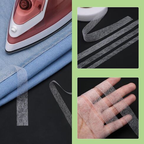 No Sew Iron On Hem Tape 2cm x 70 Yards Strong Adhesive Fabric Fusing Tape Washable Hemming Strip for Pants Curtains Dresses White DIY Sewing Fix in Kuwait