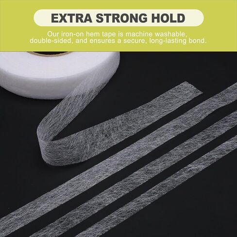 No Sew Iron On Hem Tape 2cm x 70 Yards Strong Adhesive Fabric Fusing Tape Washable Hemming Strip for Pants Curtains Dresses White DIY Sewing Fix in Kuwait