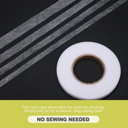 No Sew Iron On Hem Tape 2cm x 70 Yards Strong Adhesive Fabric Fusing Tape Washable Hemming Strip for Pants Curtains Dresses White DIY Sewing Fix in Kuwait