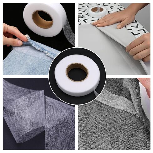 No Sew Iron On Hem Tape 2cm x 70 Yards Strong Adhesive Fabric Fusing Tape Washable Hemming Strip for Pants Curtains Dresses White DIY Sewing Fix in Kuwait