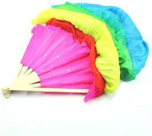 Belly Dance Fan Women Hand Made Simulation Silk Bamboo Long Veils Fans for Women Colorful Belly Dancing Fans Tools for Dancing in Kuwait