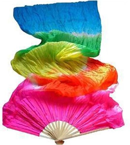 Belly Dance Fan Women Hand Made Simulation Silk Bamboo Long Veils Fans for Women Colorful Belly Dancing Fans Tools for Dancing in Kuwait