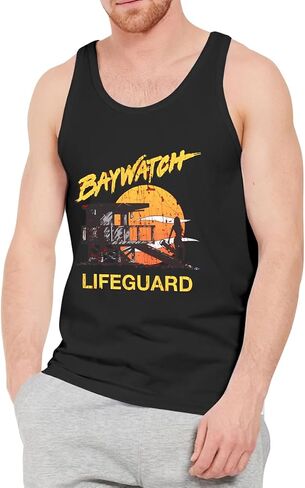 قميص بدون أكمام للرجال، Baywatch Lifeguard Sunset 1989، قميص داخلي صيفي بدون أكمام، قمصان للعضلات in Kuwait