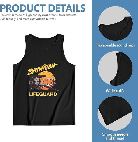 قميص بدون أكمام للرجال، Baywatch Lifeguard Sunset 1989، قميص داخلي صيفي بدون أكمام، قمصان للعضلات in Kuwait