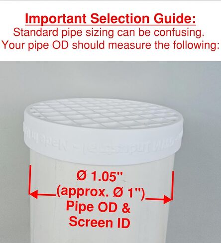 All-Plastic 3/4" PVC Pipe Termination Cap with Integral Screen, Various Mesh Options, 1.05" ID to Fit on End of Pipe, White, Vents and Drains, Critter Guard, Made in USA (1/4" Mesh) in Kuwait