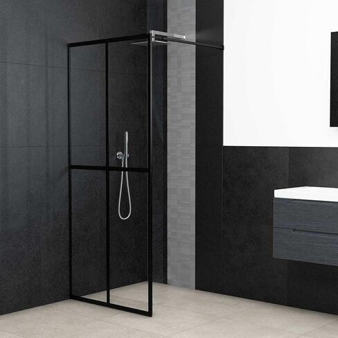 Modern Walk-in Shower Screen with Clear Tempered Glass and Heavy-Duty Aluminum Frame, 0.2" Thick Safety Glass for Industrial Aesthetic Bathroom Partition in Kuwait