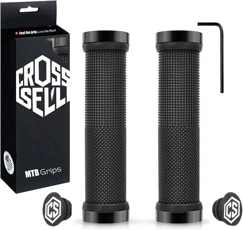 Double Lock-on MTB Grips Black High-Performance BMX & Mountain Bike Handlebar Grips with Aluminum Rings - Non-Slip Shock Absorbing Bicycle Grips for 22.2mm Bars [4 Colors] in Kuwait