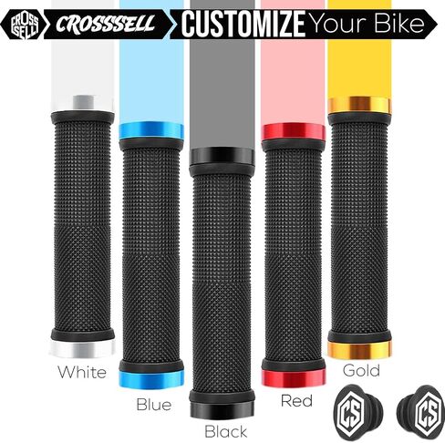 Double Lock-on MTB Grips Black High-Performance BMX & Mountain Bike Handlebar Grips with Aluminum Rings - Non-Slip Shock Absorbing Bicycle Grips for 22.2mm Bars [4 Colors] in Kuwait