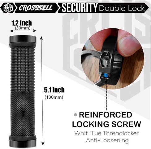 Double Lock-on MTB Grips Black High-Performance BMX & Mountain Bike Handlebar Grips with Aluminum Rings - Non-Slip Shock Absorbing Bicycle Grips for 22.2mm Bars [4 Colors] in Kuwait
