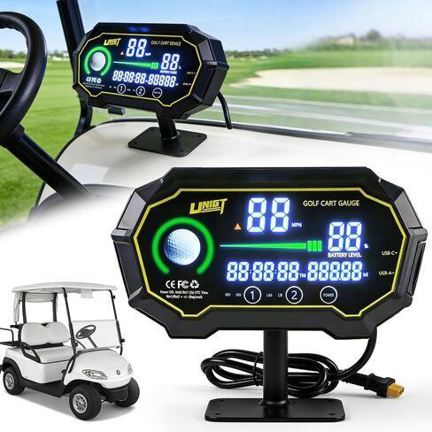عداد السرعة GPS لعربة الجولف، مشغل رقمي لجهد بطارية عربة الجولف HUD مع عداد مسافات مزدوج وعرض الوقت، QC3.0 جانبي USB-A وUSB-C IP65 مقاوم للماء، عالمي لـ 48/36 فولت Yamaha، EZGO، سيارة النادي in Kuwait