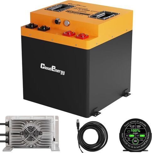 بطارية عربة الجولف Cloudenergy 48V(51.2V) 120AH LiFePO4 ليثيوم مدمجة 250A BMS، تفريغ 3C، مع شاحن 20A، تطبيق الهاتف المحمول، شاشة تعمل باللمس، 6000+ دورة، مثالية لعربات الجولف in Kuwait