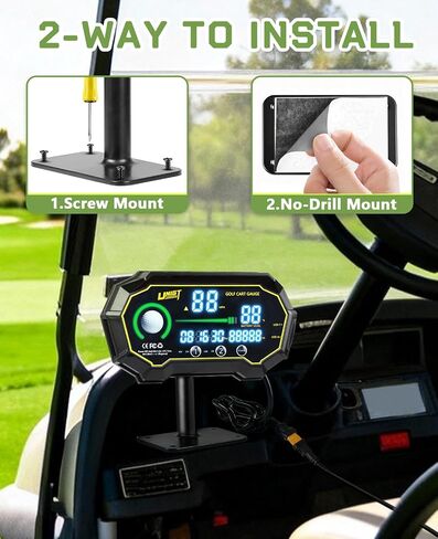 عداد السرعة GPS لعربة الجولف، مشغل رقمي لجهد بطارية عربة الجولف HUD مع عداد مسافات مزدوج وعرض الوقت، QC3.0 جانبي USB-A وUSB-C IP65 مقاوم للماء، عالمي لـ 48/36 فولت Yamaha، EZGO، سيارة النادي in Kuwait