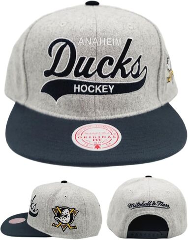 قبعة ميتشل آند نيس أنهايم داكس الجديدة NHL Retro Tailsweeper Melton Gray Black Era Snapback Hat in Kuwait