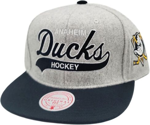 قبعة ميتشل آند نيس أنهايم داكس الجديدة NHL Retro Tailsweeper Melton Gray Black Era Snapback Hat in Kuwait