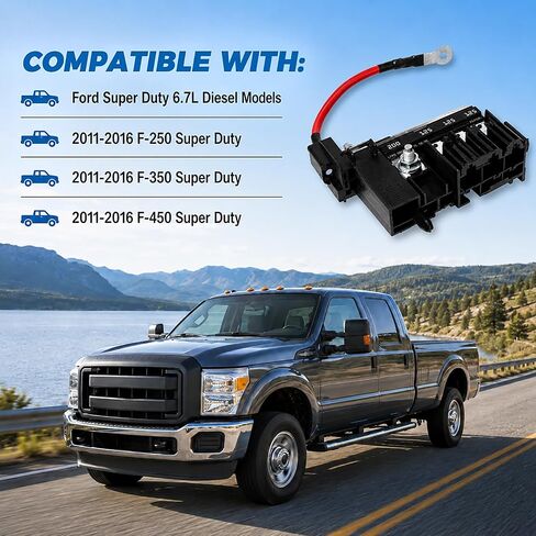 BC3Z-14526-BA مجموعة قواطع دوائر الصمامات متعددة الأغراض، صمام حجرة المحرك ميجا فيوز متوافق مع 2011-2016 Ford F-250 F-350 F-450 Super Duty 6.7L ديزل، يستبدل BC3T-14A094-BC in Kuwait