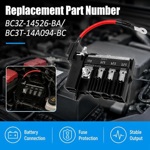 BC3Z-14526-BA مجموعة قواطع دوائر الصمامات متعددة الأغراض، صمام حجرة المحرك ميجا فيوز متوافق مع 2011-2016 Ford F-250 F-350 F-450 Super Duty 6.7L ديزل، يستبدل BC3T-14A094-BC in Kuwait