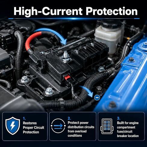 BC3Z-14526-BA مجموعة قواطع دوائر الصمامات متعددة الأغراض، صمام حجرة المحرك ميجا فيوز متوافق مع 2011-2016 Ford F-250 F-350 F-450 Super Duty 6.7L ديزل، يستبدل BC3T-14A094-BC in Kuwait